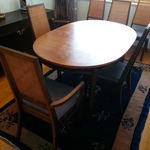 dining table set with 1940's deco rug