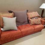rust orange sofa