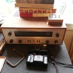 vintage receiver and Stanford yearbooks