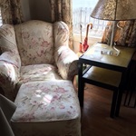 Lucite lamp & floral chair set