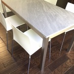French marble custom table w/Parson bottom