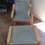 Ikea woven Poang chair w/ottoman