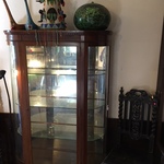 glass display cabinet & Jacobian chairs