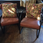 pair Italian contemporary leather chairs, powder coated