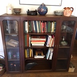 glass front cabinet & books