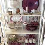 beautiful painted hutch and early Wedgwood