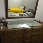 dresser and bed