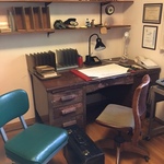 vintage desk and chairs