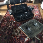 Eames lounger and hand tied rug