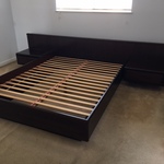 teak redwood stained mid century bed