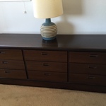 teak redwood stained mid century dresser