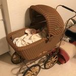 vintage doll and baby stroller