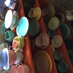 Spaulding Colored Cups And Saucers